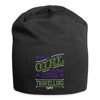 bus hiking travel agent tent sea fly couple - Jersey Beanie - black - Front