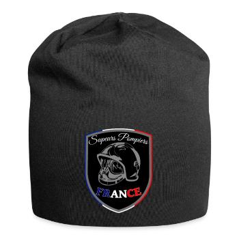 Firefighter blue white red France pennant BLACK - Jersey Beanie - black - Front