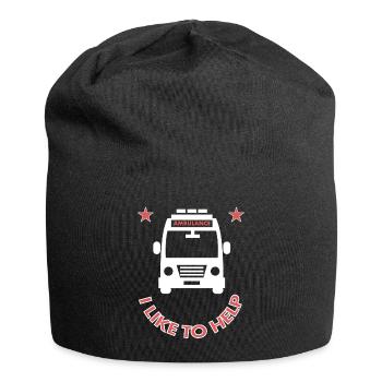 Ambulanz fahren Krankenwagen ich helfe gern gift - Jersey-Beanie - Schwarz - Vorne
