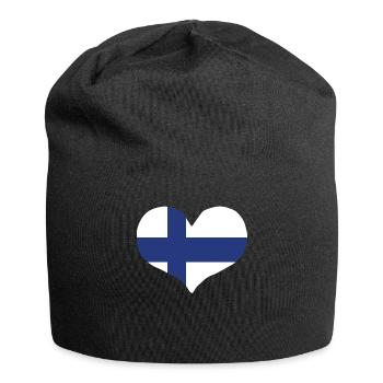 Finland Heart Flag - Jersey-Beanie - Schwarz - Vorne