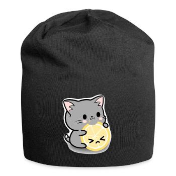 Lemon cat - Jersey Beanie - black - Front