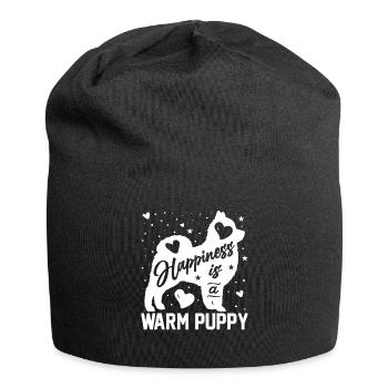 Le bonheur est un chiot chaleureux - amoureux des chiens - Bonnet en jersey - noir - Devant