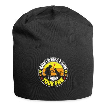 Quand j’ai eu besoin d’un coup de main, j’ai trouvé ta patte - Bonnet en jersey - noir - Devant