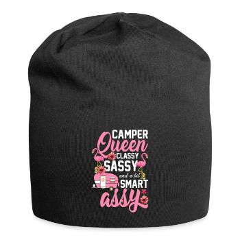 Camper Queen Camping Girl Karavan - Jersey-Beanie - Schwarz - Vorne