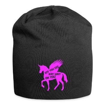 Funny unicorn saying with pink unicorn - Jersey Beanie - black - Front