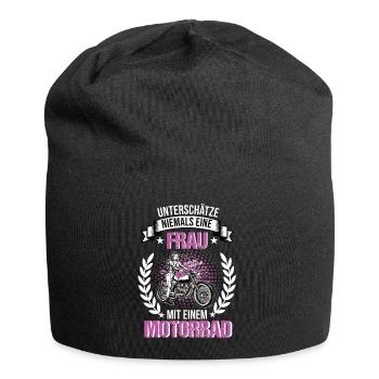 Bikerin Motorradfahrerin Bike Bikes Frau Bikergirl - Jersey-Beanie - Schwarz - Vorne