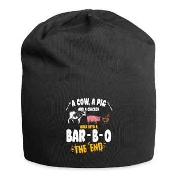 A Cow A Pig and a Chicken walk into a Bar BQ Grill - Jersey-Beanie - Schwarz - Vorne