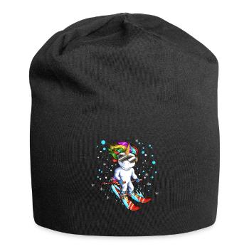 Vacances au ski Voyage Snowboard Licorne Conte de fées - Bonnet en jersey - noir - Devant