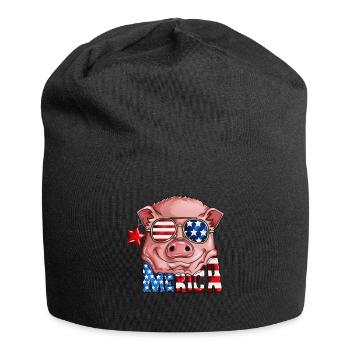 USA Flagge Schweinkostüm Merica Nationalfeiertag - Jersey-Beanie - Schwarz - Vorne