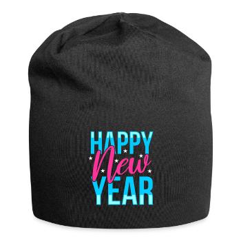 Frohes Neues Jahr - Jersey-Beanie - Schwarz - Vorne