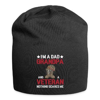 I am a father grandpa and a veteran - soldier - Jersey Beanie - black - Front