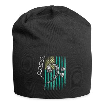 Drapeau américain avec guitare et basse clef - Bonnet en jersey - noir - Devant