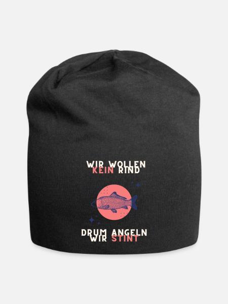 wir wollen kein Rind, drum angeln wir Stint - Jersey-Beanie - Schwarz