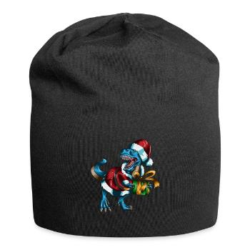 Père Noël T-Rex Paquet Cadeau Noël - Bonnet en jersey - noir - Devant
