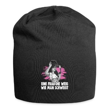 Schweißerin Spruch Design für Metallbauer - Jersey-Beanie - Schwarz - Vorne