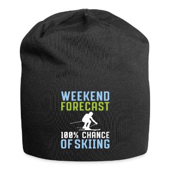 Wochenend Vorhersage 100% Chance Zum Skifahren - Jersey-Beanie - Schwarz - Vorne