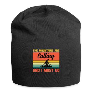 The mountains call and I have to go - Skiing - Jersey Beanie - black - Front