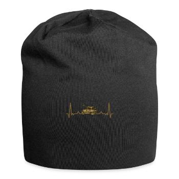 Deutsche Katze Herzschlag Panzer Tank Frieden - Jersey-Beanie - Schwarz - Vorne