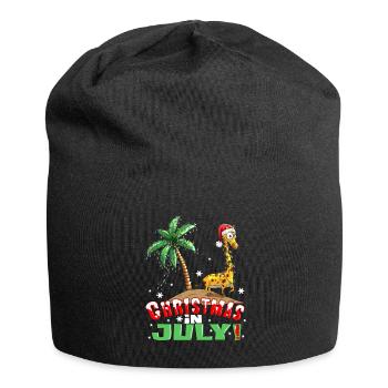 Giraffe Island Holidays in Summer Christmas in July - Jersey Beanie - black - Front