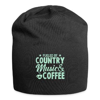 Durch Country Musik Und Kaffee Angeheizt - Jersey-Beanie - Schwarz - Vorne