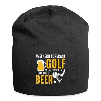 Wochenend Prognose Golf Mit Aussicht Auf Bier - Jersey-Beanie - Schwarz - Vorne