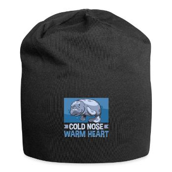 Cold Nose Warm Heart Manatee Chubby Manatee - Jersey Beanie - black - Front
