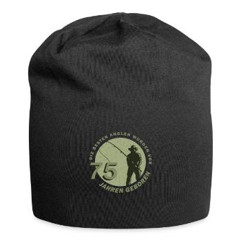 Geburtstag Angler 75 Jahre Echte Männer Angeln - Jersey-Beanie - Schwarz - Vorne