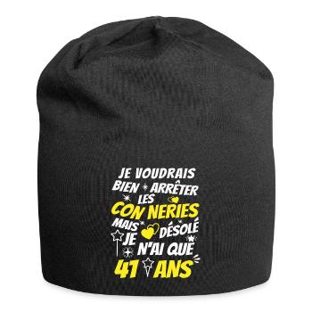 connerie 41 ans / humour anniversaire 41 ans - Bonnet en jersey - noir - Devant