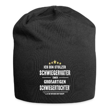 Schwiegervater Schwiegertochter Stolzer Papa - Jersey-Beanie - Schwarz - Vorne