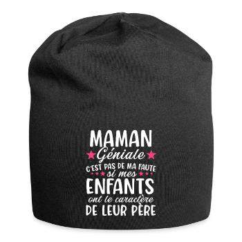 Maman géniale cadeau humour maman noël fête - Bonnet en jersey - noir - Devant