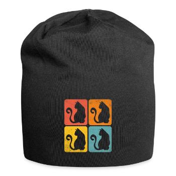 chat retro color shapes - Bonnet en jersey - noir - Devant