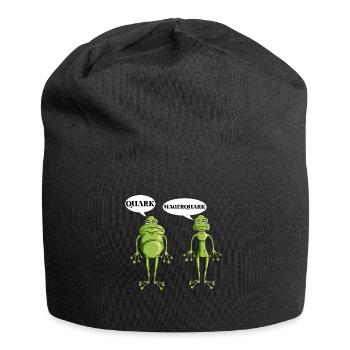 Lustiges Forsch Frösche Quark Magerquark Wortwitz - Jersey-Beanie - Schwarz - Vorne