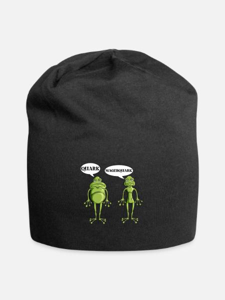 Lustiges Forsch Frösche Quark Magerquark Wortwitz - Jersey-Beanie - Schwarz