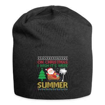 An Weihnachten Wünschte Ich Es Wäre Sommer - Jersey-Beanie - Schwarz - Vorne