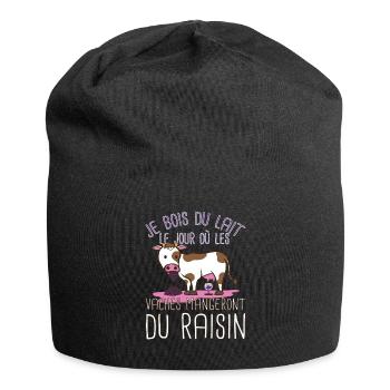 Wein Fan Trinker Weinliebhaber Weintraube Kuh - Jersey-Beanie - Schwarz - Vorne