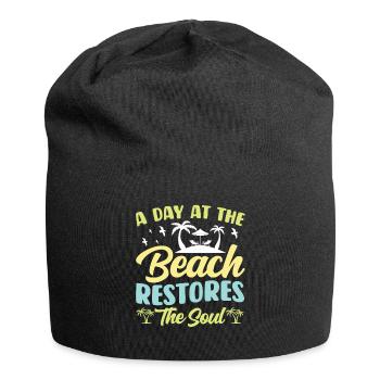 A day at the beach restores the soul - Jersey Beanie - black - Front