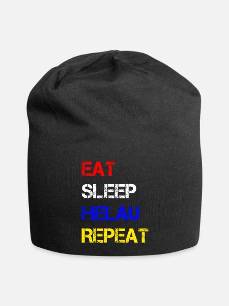 Eat Sleep Helau Repeat | Fastnacht Mainz Feiern - Jersey-Beanie - Schwarz