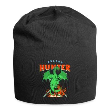 Drachen spuckt Feuer Geschenk Zeichentrickfigur - Jersey-Beanie - Schwarz - Vorne