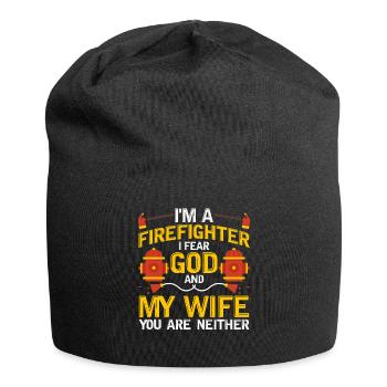 Fireman I fear God and my wife - Jersey Beanie - black - Front
