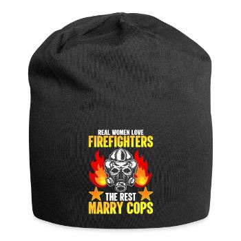 Echte Frauen Lieben Feuerwehrleute - Lustiger - Jersey-Beanie - Schwarz - Vorne