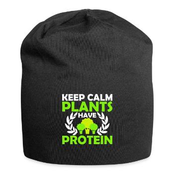 Bleibe Ruhig Pflanzen Haben Proteine - Vegan - Jersey-Beanie - Schwarz - Vorne