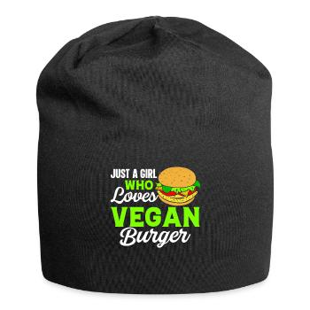 Only a girl who loves vegan burger Vegan Girl - Jersey Beanie - black - Front