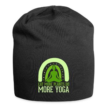 Eat more plants Do more yoga - Jersey Beanie - black - Front