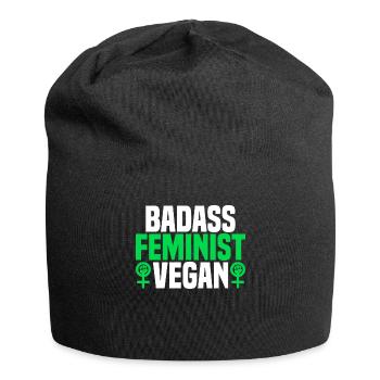 Badass Feminist Vegan - Aktivistin Für Veganismus - Jersey-Beanie - Schwarz - Vorne