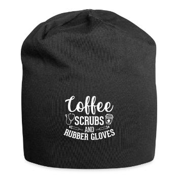 Coffee and rubber gloves - Fun nursing - Jersey Beanie - black - Front