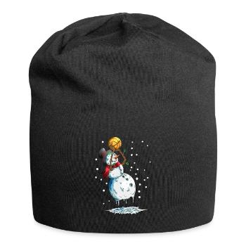 Schneemann Basketballsport Basketball im Schnee - Jersey-Beanie - Schwarz - Vorne