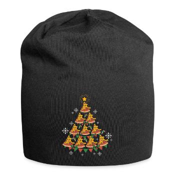 Pizza Fast Food Pizza Christmas Tree - Jersey-Beanie - Schwarz - Vorne