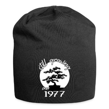 1977 Birthday Bonsai tree "Still growing" Nebari - Jersey Beanie - black - Front