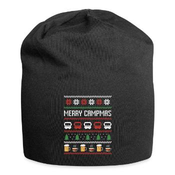 Camping Wohnmobil Bier Kaffee Hässliche Weihnachten - Jersey-Beanie - Schwarz - Vorne