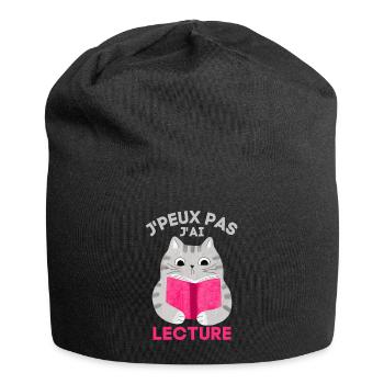 Lecture chat livres bouquin bouquiner - Bonnet en jersey - noir - Devant